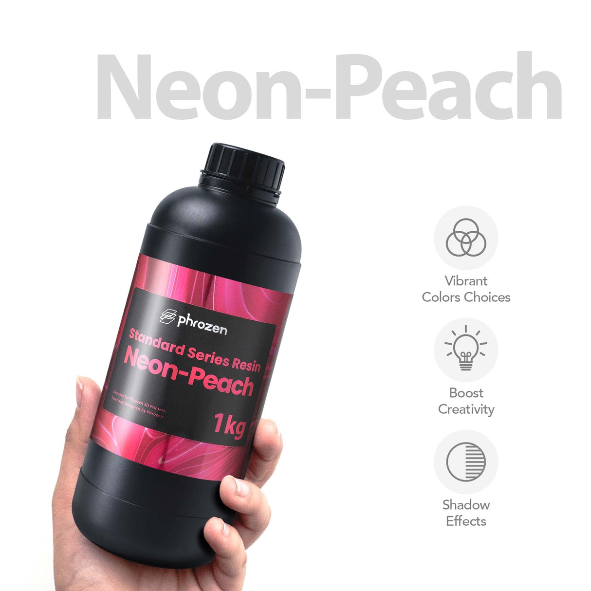 phrozen Standard Series 3D Printer Resin, 405nm DLP LCD UV-Curing Photopolymer Resin for Plastic Models, Action Figures, Jewelry, Prototyping, Bright Color (Neon-Peach, 1KG) phrozen