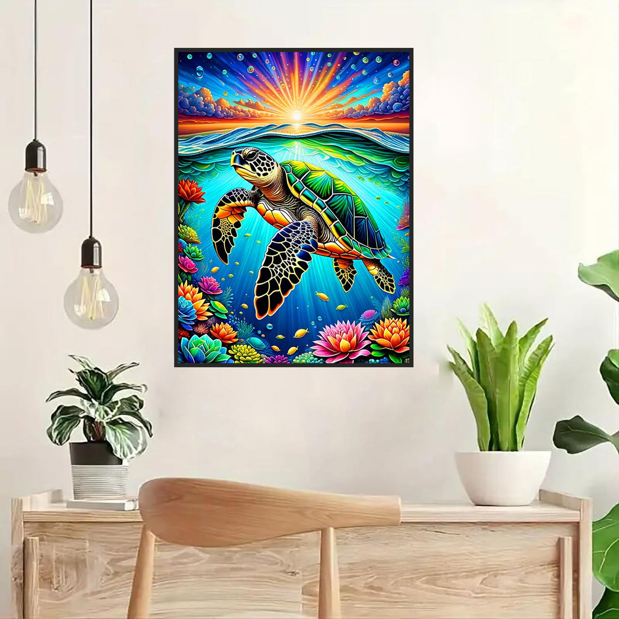 Sea Turtle Diamond Art Painting Kits for Adults, Full Drill Diamond Dots Paintings for Beginners, Round 5D Paint with Diamonds Pictures Gem Art Painting Kits DIY Crafts Kits 12x16inch WoodArtSupply