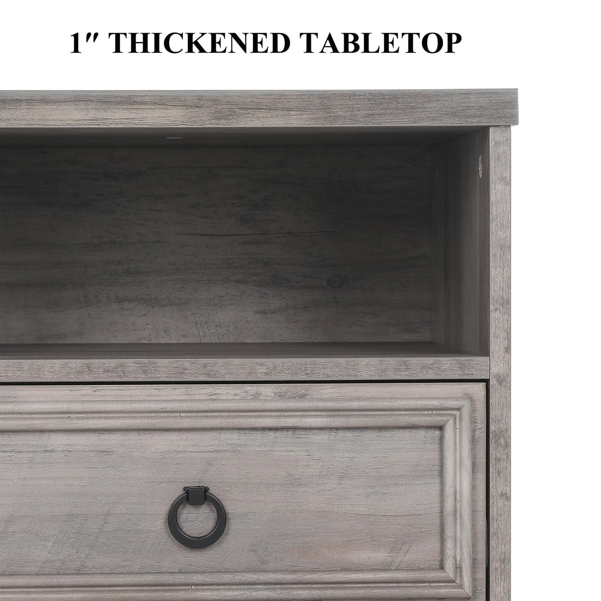 Night Stand Set of 2, Nightstands with LED Light, End Table Bedside Table with Wood Drawers, for Living Room, Bedroom, Sofa, Gray HolliWill