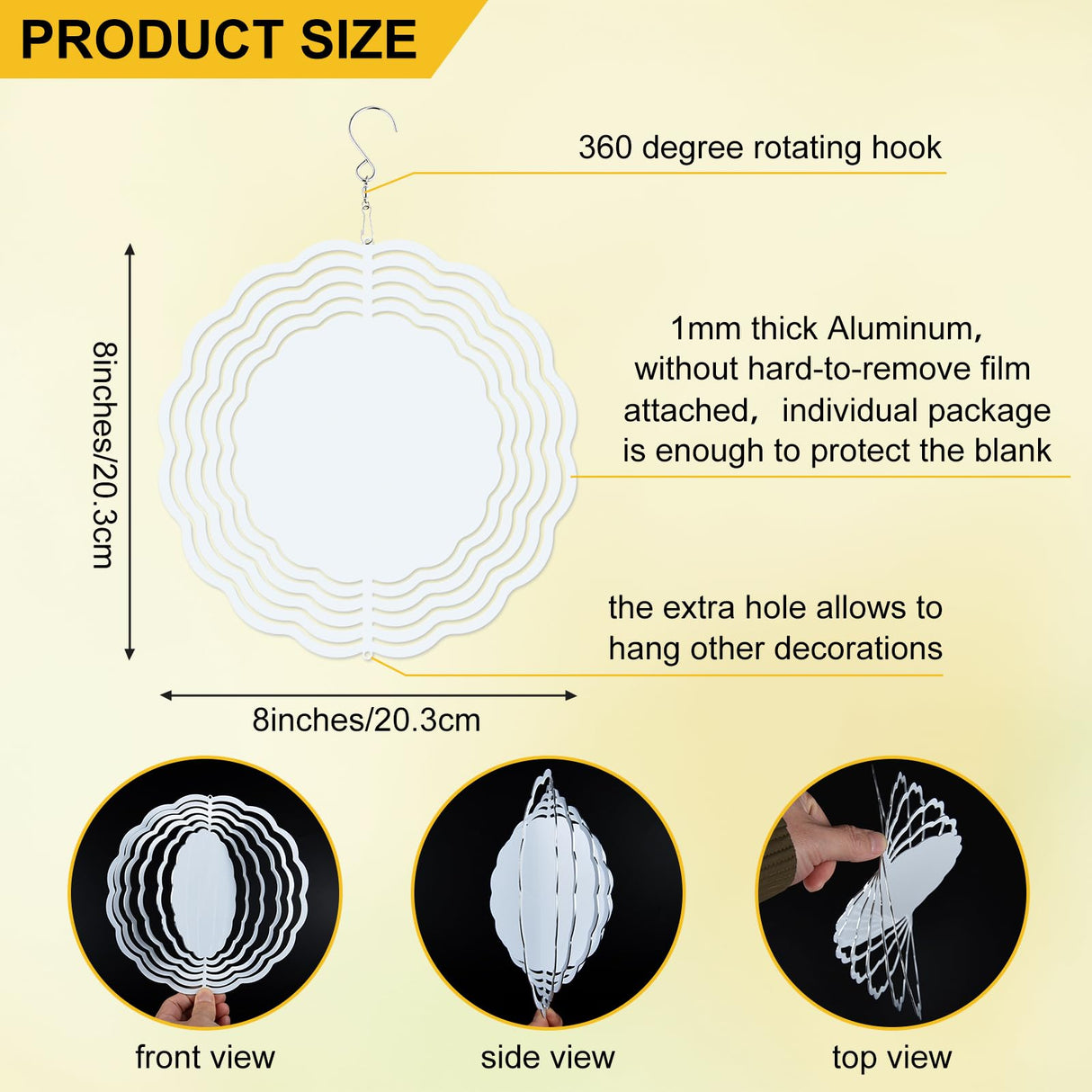 Bouiexye 12 Pack Sublimation Wind Spinner 8 Inches Blanks 3D DIY Wind Sculptures Stainless Aluminum Hanging Ornaments Wind Powered Kinetic Trim Decor for Yards Gardens Windows Porch Bouiexye