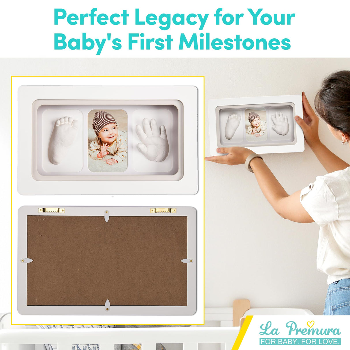 La Premura Baby Keepsake Hand Casting Kit with Shadow Box Frame - Plaster Hand Mold Baby Casting Kit for Infant Hand & Foot Molding, Perfect for First Birthday, Christmas & Newborn Gifts La Premura