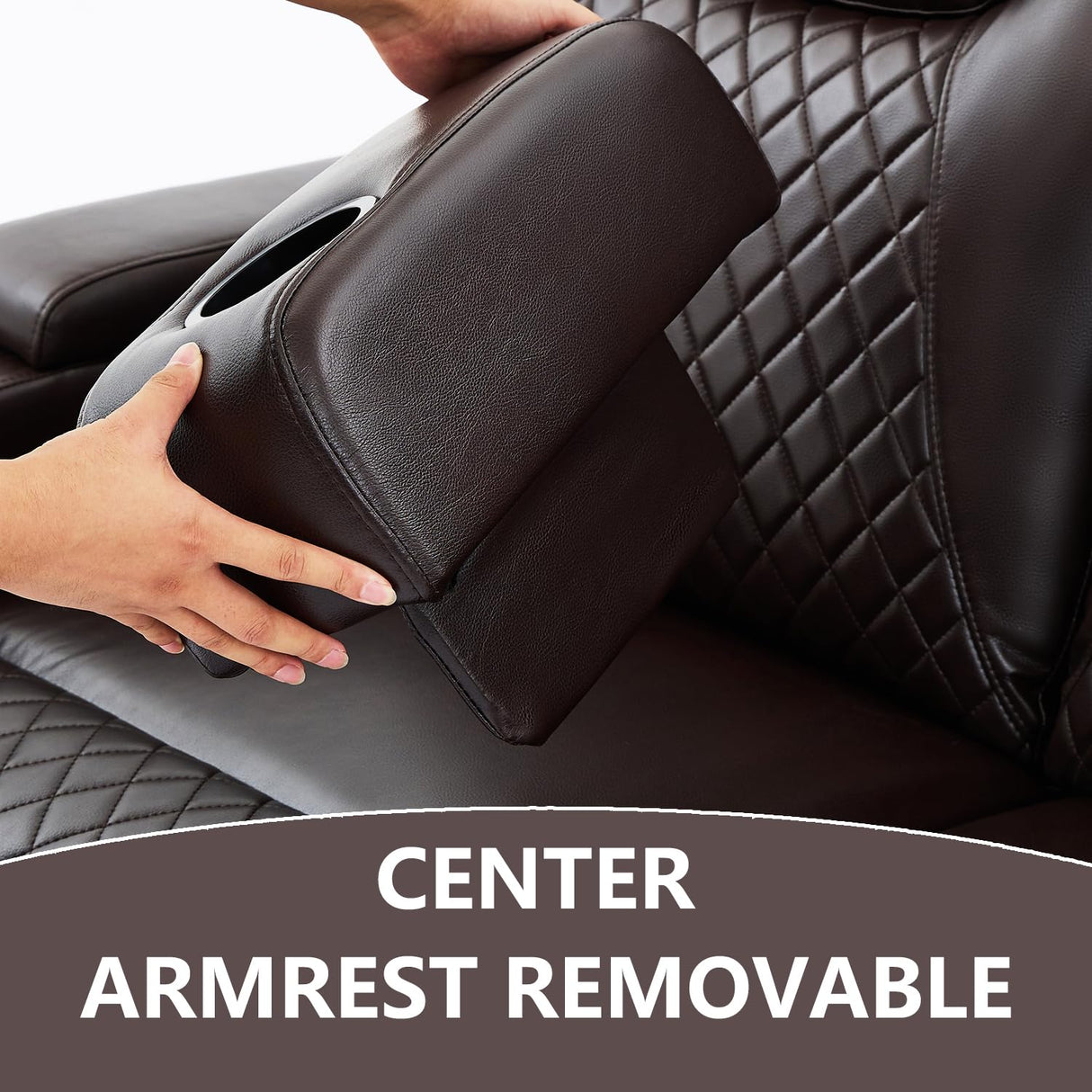 AZXZCS RV Loveseat Recliner, Wall Hugger Recliner Sofa PU Leather with Removable Armrests and Pillows for RVs, Living Rooms, and Home Theaters (Brown, Row of 2) AZXZCS