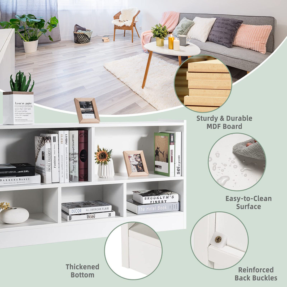 Tangkula 5-Cube Open Bookshelf – Stylish 2-Tier Wooden Storage for Any Room Tangkula