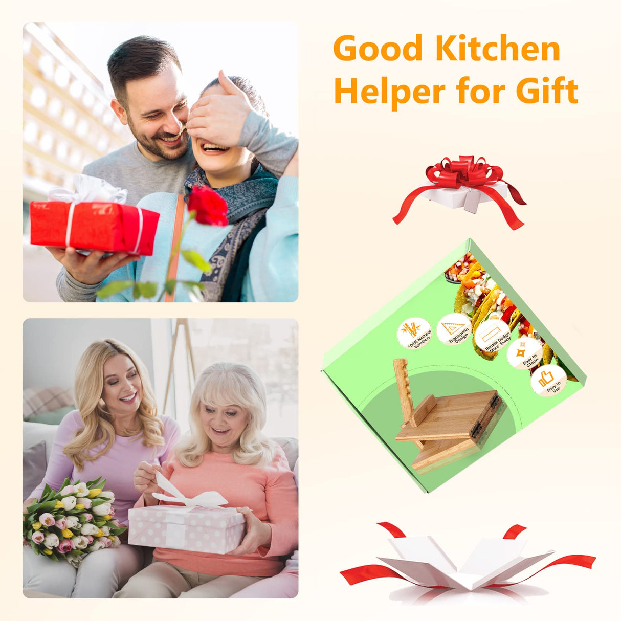 Tortilla Press 10 Inch Tortilla Maker Large Roti Maker with Rolling Pin+Dough Scraper+Parchment Paper Bamboo Wood Tortilla Press for Homemade Tortilla, Roti,Taco,Dough Press OwnColor