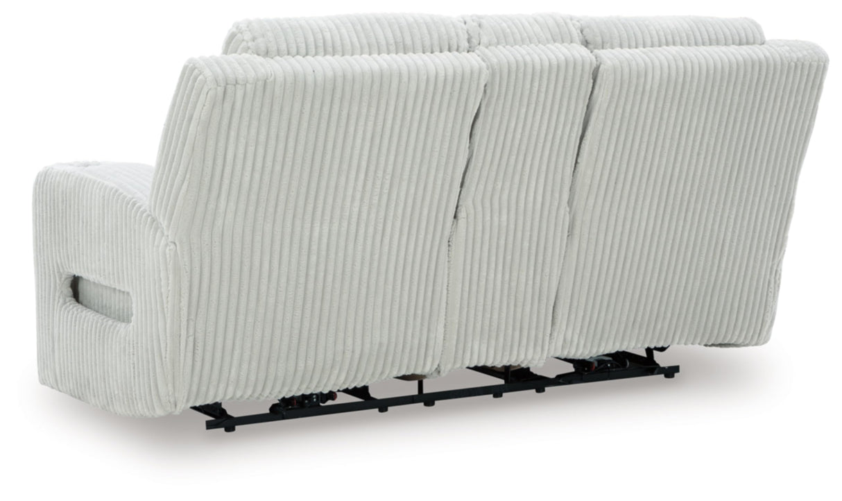 Signature Design by Ashley Broad Cove Modern Power Reclining Loveseat with Console, Adjustable Headrest and LED Lights, White Signature Design by Ashley