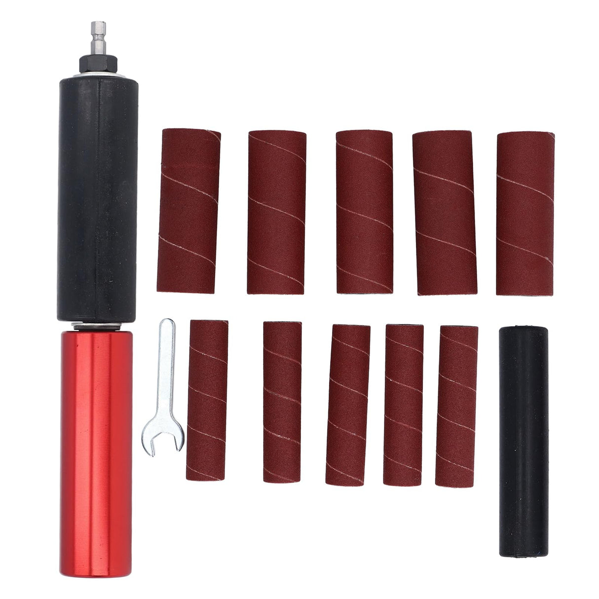 Spindle Sander Adapter, Aluminum Alloy Drill Sanding Mandrel Kit for Wood Metal, Universal Size, Easy to Install, with Rubber Sanding Drum Kit and Asixxsix