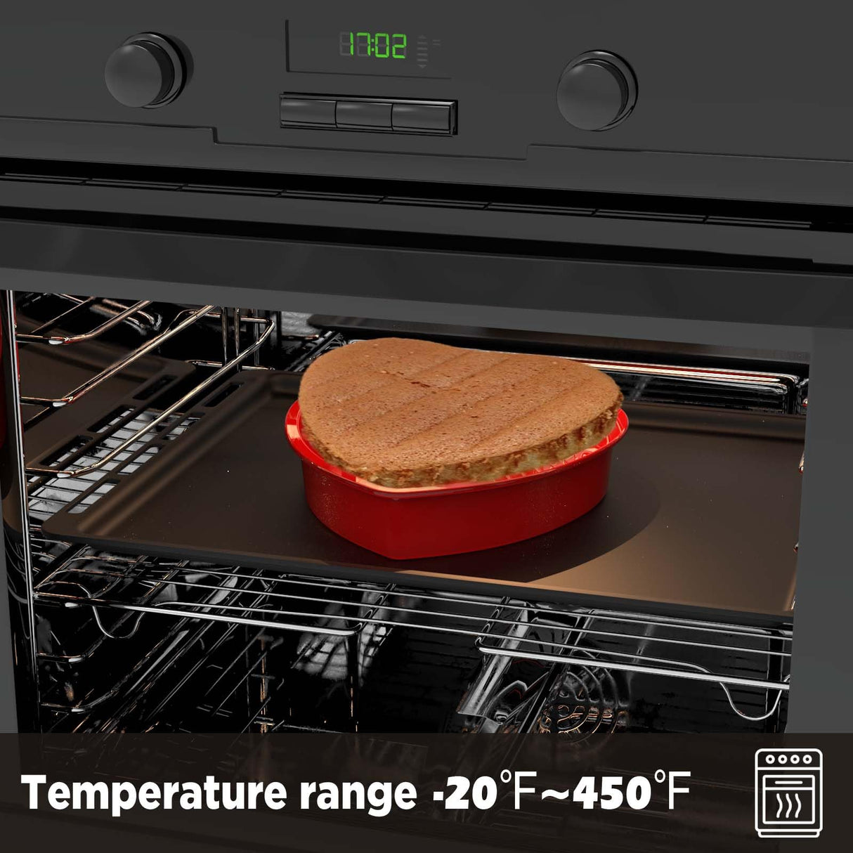 SILIVO Silicone Heart Shaped Cake Pans, 8 Inch, Red, Nonstick, Food Grade Silicone, Easy Clean, Freezer, Microwave and Oven Safe SILIVO