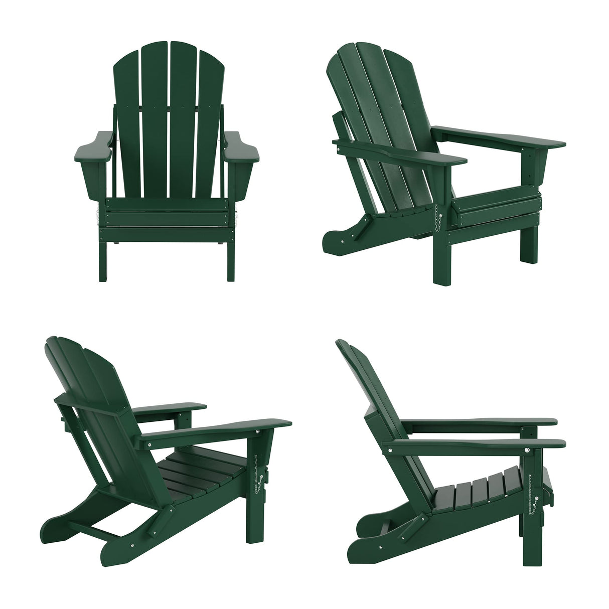 WestinTrends Outdoor Adirondack Chairs Set of 2, Plastic Fire Pit Chair, Weather Resistant Folding Patio Lawn Chair for Outside Deck Garden Backyard Balcony, Dark Green WestinTrends