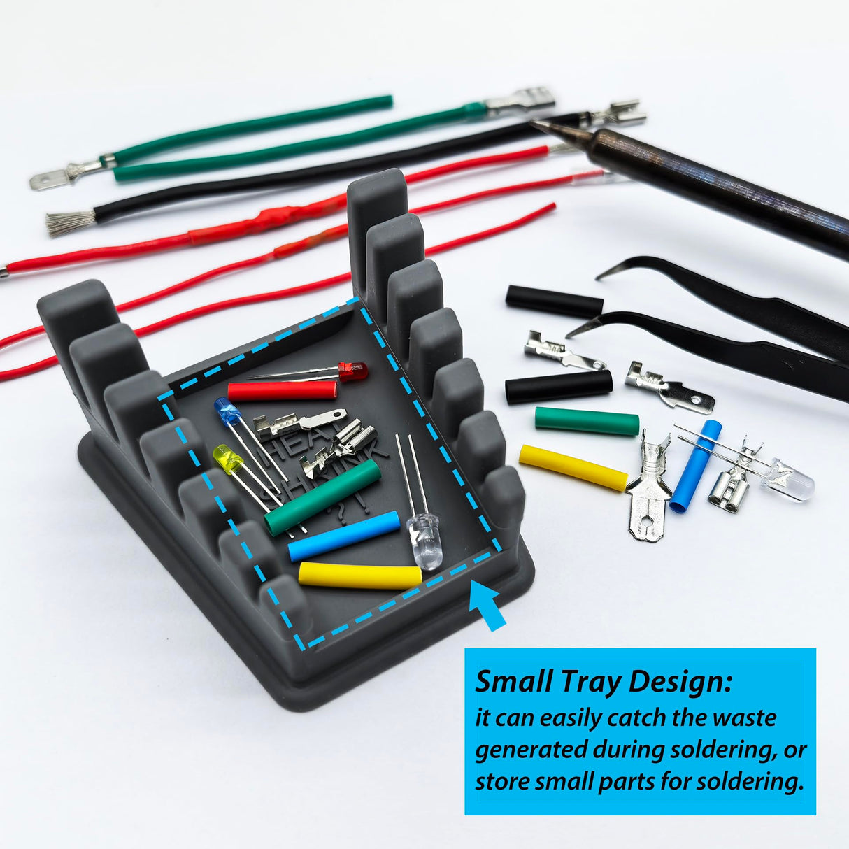 ZYRELYNX Upgraded Silicone Soldering Stand, Helping Hands Soldering Station, Soldering Wire Holder with 6 Slots - Third Hand Soldering Iron Stand for 32AWG to 12AWG Wires(Only Stand), Dark Grey, 1 Pcs ZYRELYNX