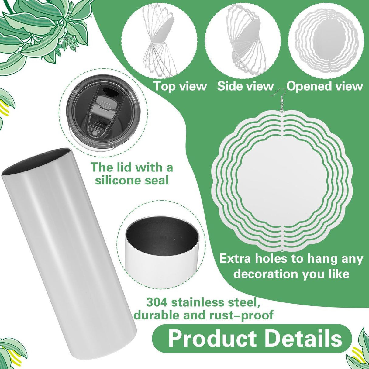 Menkxi 42 Pcs Sublimation Products Set Include Blanks 20 oz Tumblers Wind Spinners T Shirts Keychain Earring Pillow Cover Mouse Pad Coaster Garden Flag Gift Box for DIY Transfer Heat Press Printing Menkxi