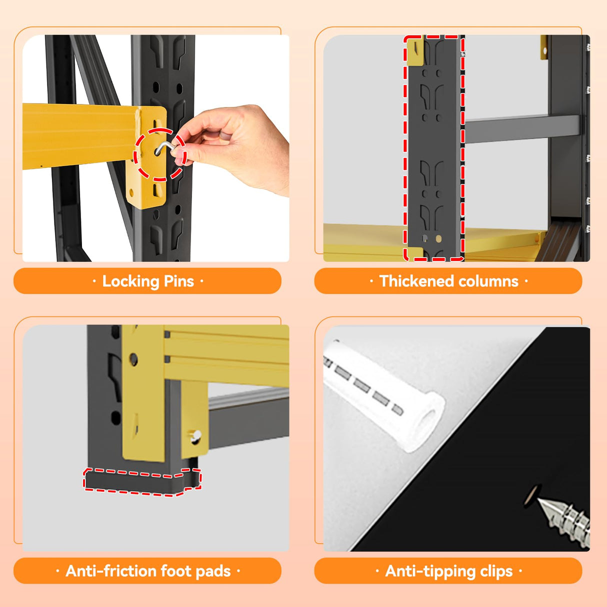 IYANEN 60" W Storage Shelves Heavy Duty, 4 Tier Metal Garage Shelving Units, 5000LBS Heavy Duty Adjustable Shelf, Garage Storage Rack, Industrial Shelving for Shop, Warehouse,60" W x 24" D x 79" H IYANEN
