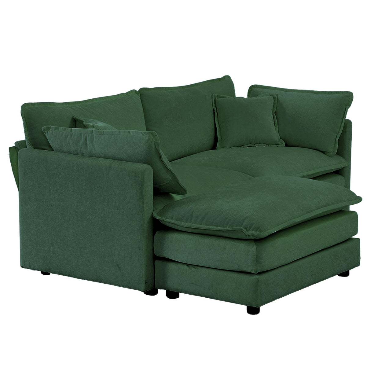 GNIXUU Deep Seat Sectional Sofa Cloud Couch with Ottoman, 76.7" Modern Chenille Comfy Upholstered Modular Sofa L Shaped Couch for Living Room, Apartment, Studio, Office(Green). GNIXUU