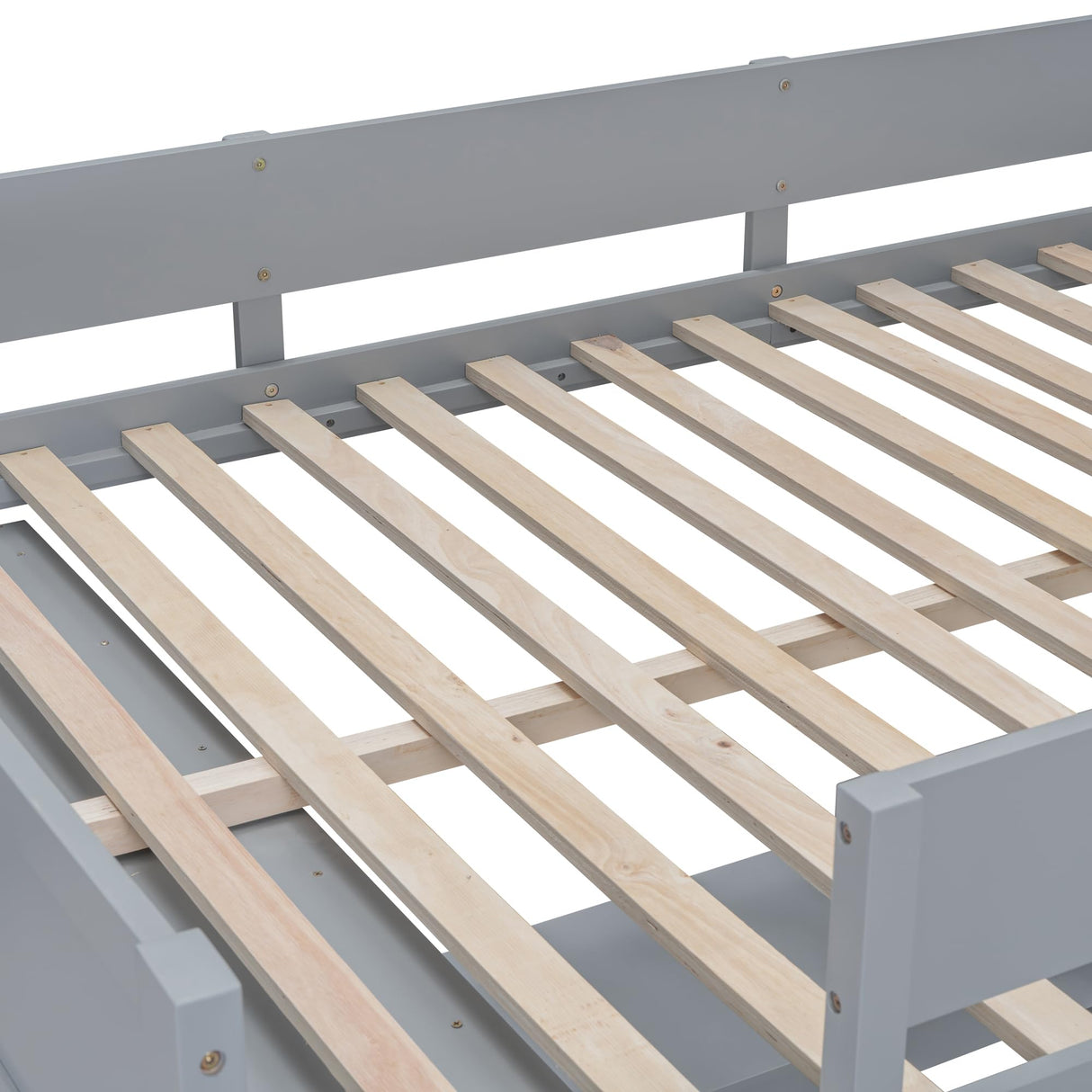 Ibraccieni Full Size Loft Bed with Desk and Shelves, Wood Loft Bed Frame with Ladders and Full-Length Guardrail for Adult, Space-Saving Design, No Box Spring Needed, Gray Ibraccieni