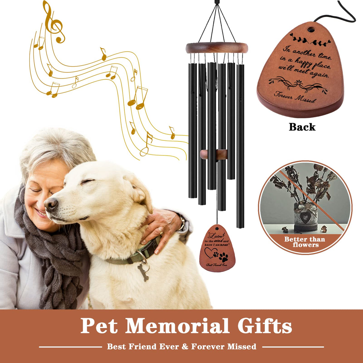 VENBEEL Dog Memorial Gifts, 28" Pet Memorial Wind Chimes, Loss of Dog Sympathy Gift, Pet Loss Passing Away Remembrance Bereavement Gift VENBEEL