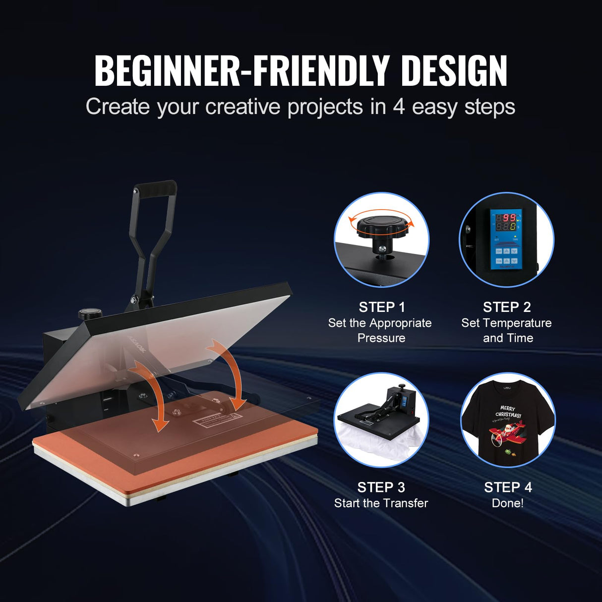 VEVOR Heat Press 16x24, 1700W Power Heat Press Machine, Fast Heating, High Pressure Heat Press Machine for T-Shirt, Digital Industrial Sublimation Printer for Heat Transfer Vinyl, Easy to Use, Black VEVOR