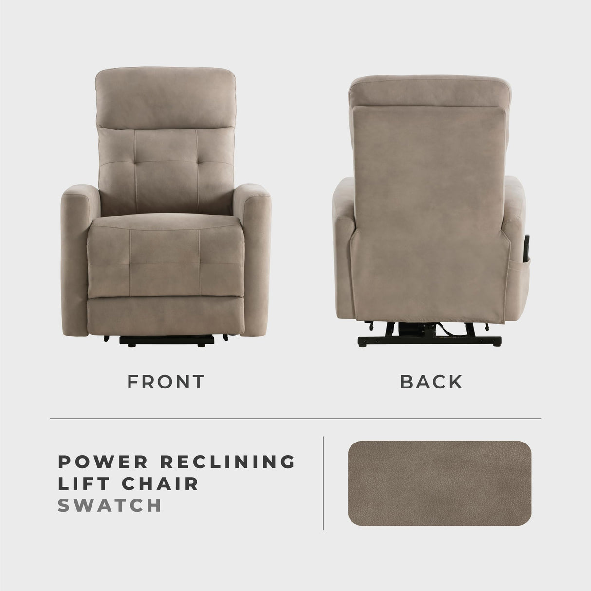 Lexicon Power Lift Recliner with Heat and Massage for Adults Elderly Ergonomic, Textured Microfiber Tufted Lounge Chair Classic Single Sofa Recliner with Side Pockets, Home Theater Seating, Brown Lexicon