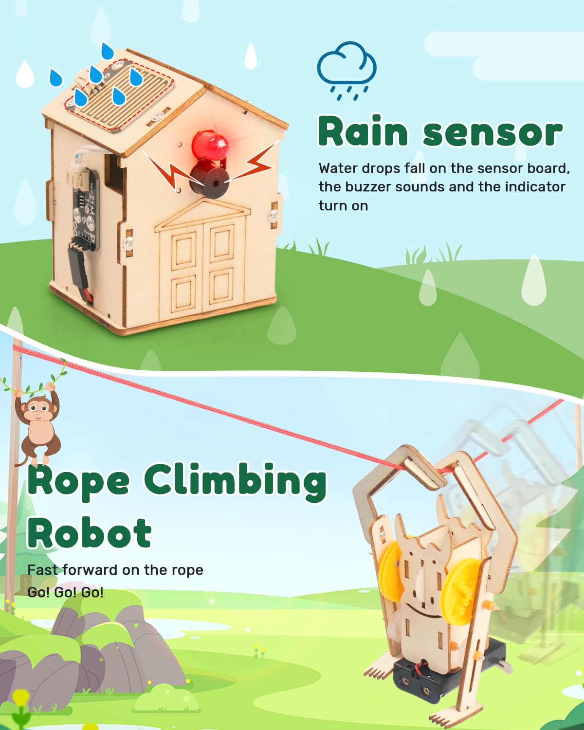 Poraxy 5 in 1 STEM Kits for Kids Age 8-10, Wooden 3D Puzzles, Arts Crafts Science Kits for 8-12, Educational Projects Building Toys, Birthday Gifts for Boys and Girls 7 8 9 10 11 12 13 14 Years Old Poraxy