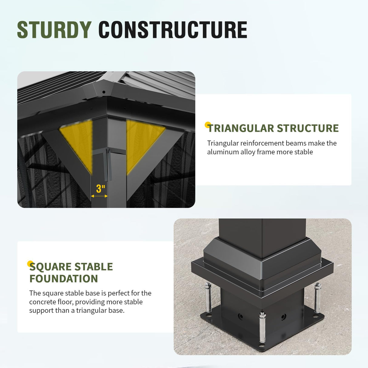 UDPATIO 10' x 10' Hardtop Gazebo, Metal Gazebo with Galvanized Steel Roof, Outdoor Permanent Pavilion with Netting for Patio, Backyard, Deck and Lawns UDPATIO