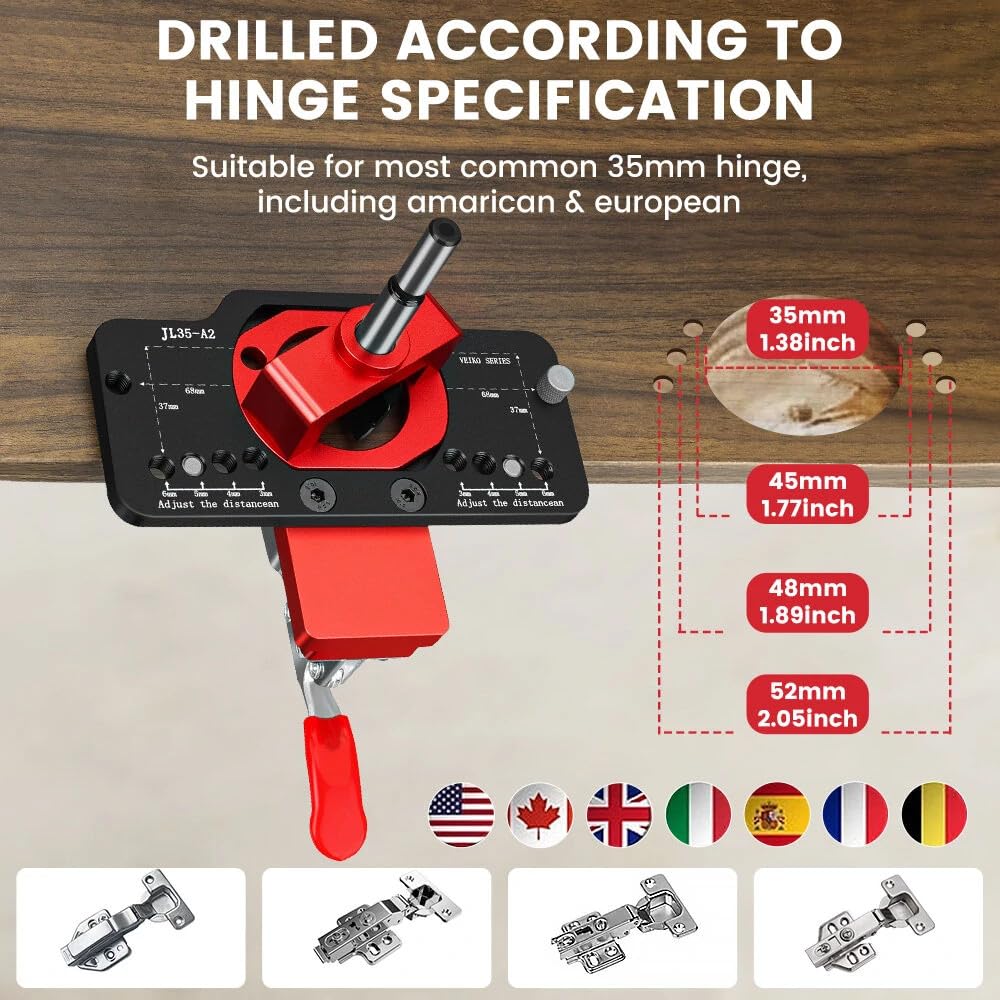 Parknshop Original 35mm Hinge Jig,Drilling Hole Puncher Hinge Jig Drill Guide Locator,Cabinet Hinge Jig for Door Cabinets Hinges Mounting parknshop