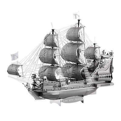 Piececool 3D Puzzle for Adults Metal Pirate Ship Model Kits, The Queen Anne's Revenge Flying Dutchman Ship Models Building Kits 3D Puzzle Toy, Great Birthday Gift -63Pcs