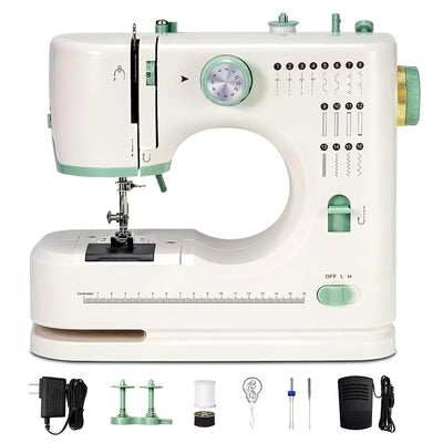Lastempa Mini Dual-Speed SewingMachine Double Needle & Double Thread16 Stitch Modes Beginner-FriendlyHousehold Sewing Machine | ldeal forAdults & Beginners