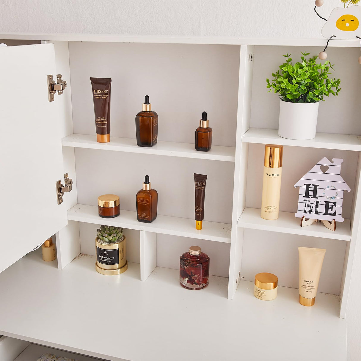 Caulitar 39" Vanity Desk with Mirror and Lights, White Vanity Table with 7 Drawers & 9 Storage Shelves, Hollywood Lighted Mirror with10 Dimmable Blubs, Makeup Table Vanity for Teen Girls Women H3240 Caulitar