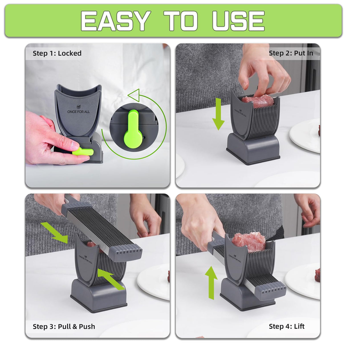 ONCE FOR ALL Fresh Meat Slicer Cleaver Kitchen Knife Set For Meat Slicing Shredding, Manual Meat Cutter Food Slicer For Beef Pork Mutton For Home Cooking BBQ Hot Pot ONCE FOR ALL