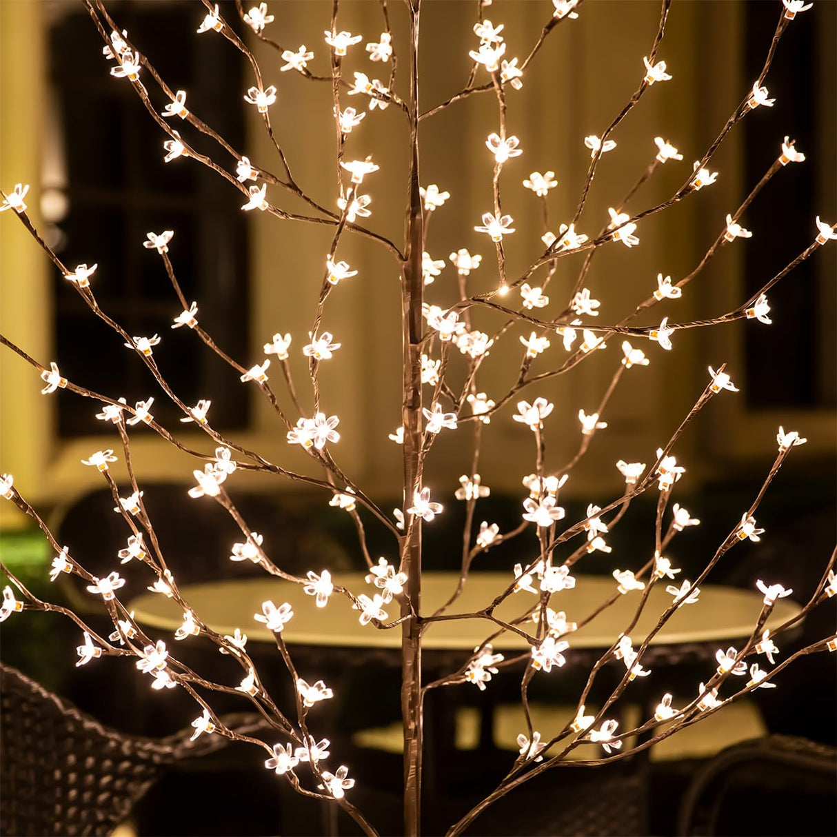 Tybeeu Lighted Cherry Blossom Tree Set 4ft, 5ft and 6ft with 144/184/240 Warm White LED Lights for Holiday Decor - Dimmable, UL Certified, Waterproof - Ideal for Indoor and Outdoor Decoration TYBEEU