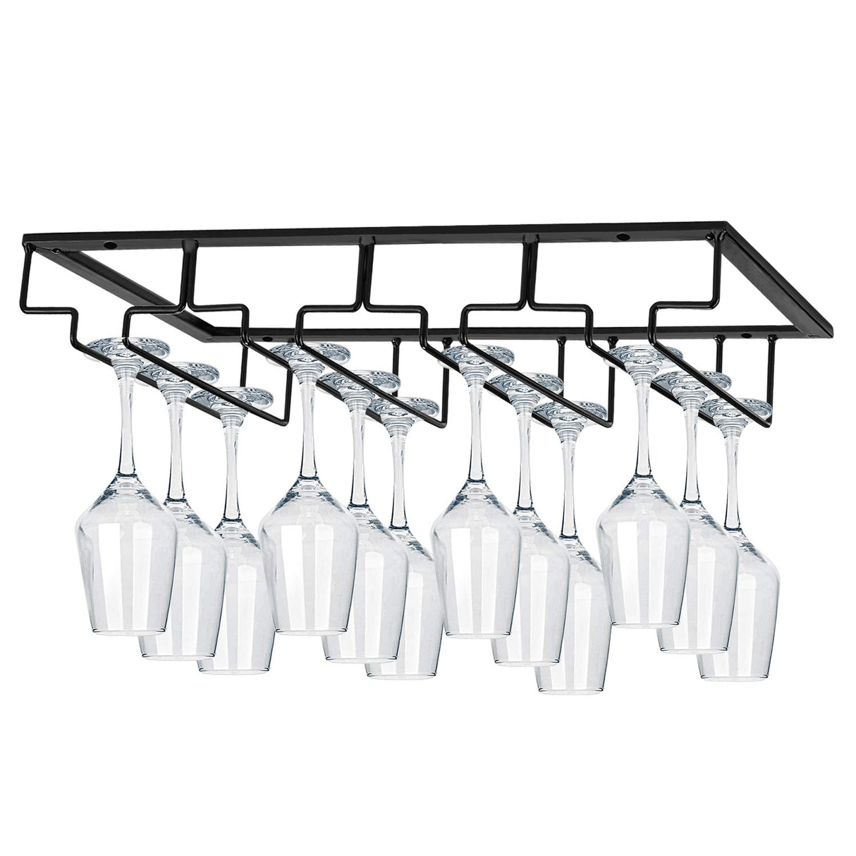 MOCOUM Wine Glasses Rack Under Cabinet Stemware Rack,Wine Glass Hanger Rack Wire Wine Glass Holder Storage Hanger for Cabinet Kitchen Bar (4 Rows) MOCOUM