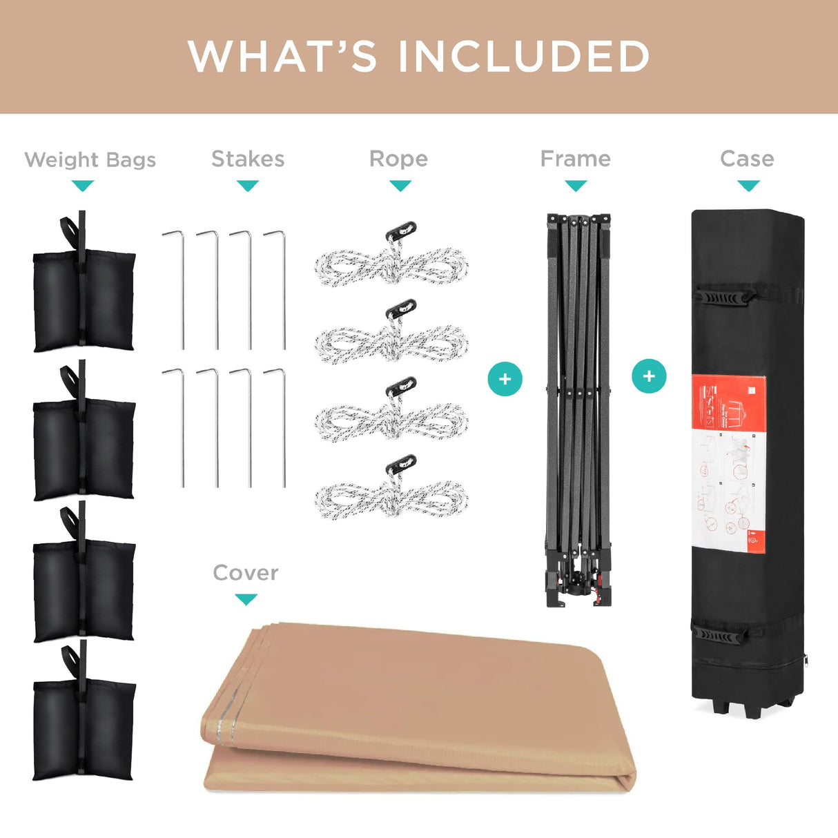 Best Choice Products 8x8ft 1-Person Setup Pop Up Canopy Tent Instant Portable Shelter w/ 1-Button Push, Case, 4 Weight Bags - Tan Best Choice Products