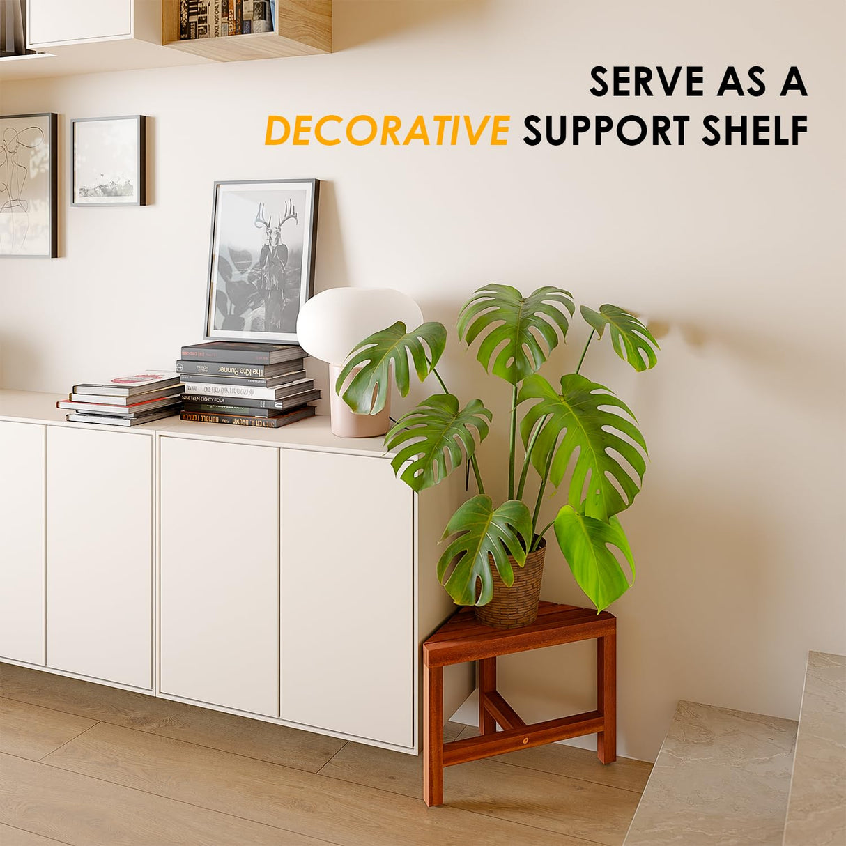 Acacia Wood Corner Shower Stool - Multi-Functional Foot Rest for Shaving and Grooming HOLANA