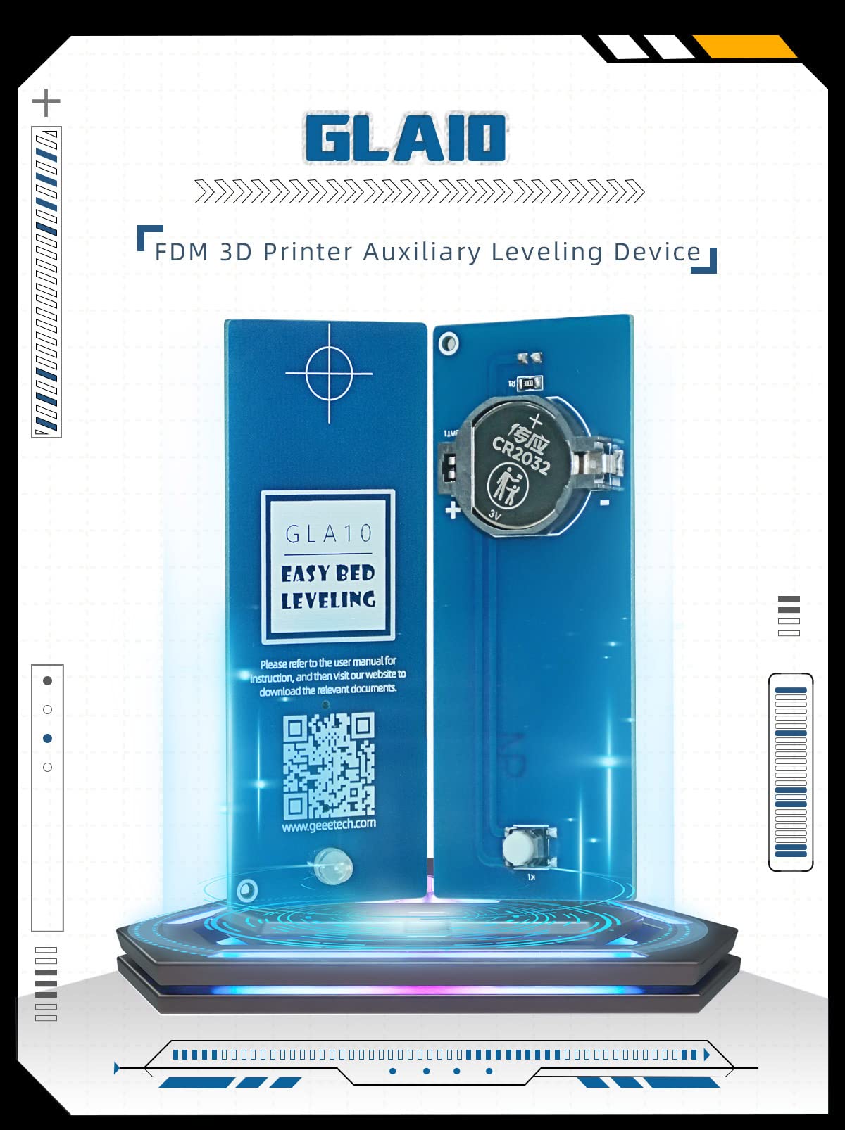 3D Printer Hotbed Auxiliary Leveler GLA10 XZN Electronic Leveling Tool Compatible with FDM 3D Printer Like Ender 3 Pro V2 CR10 and Most Geeetech 3D Printer HOCENWAY