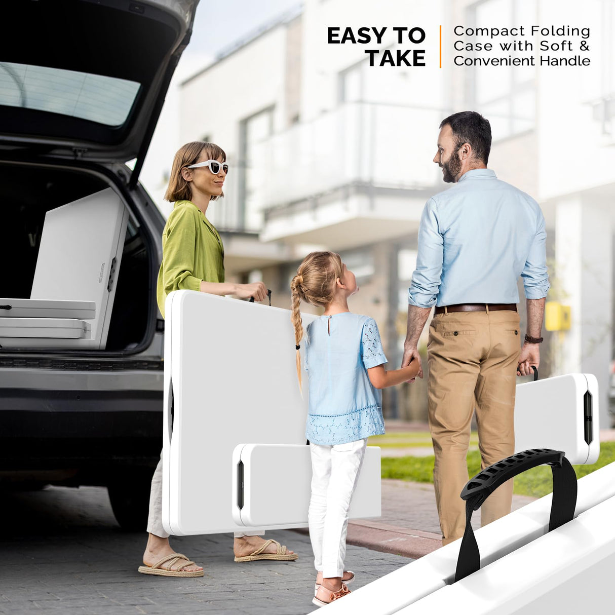 VINGLI Picnic Table Set with 2 Benches, 6 Feet Camping Table Chair Set,3-Piece Folding Furniture for Indoor or Outdoor Use, Smooth Tabletop, White VINGLI