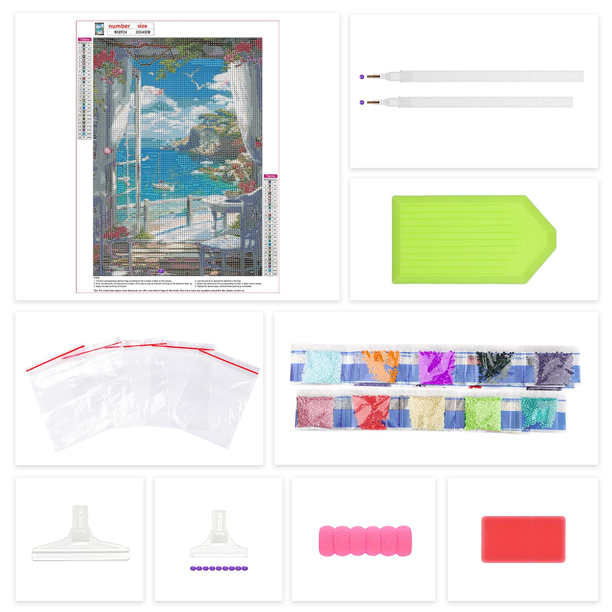 Lxmsja Sea View Diamond Art Kits for Adults, Landscape DIY Full Drill Diamond Painting Kits for Beginners, 5D Gem Art Crafts for Adults, Home Wall Decor 12x16 inch Lxmsja