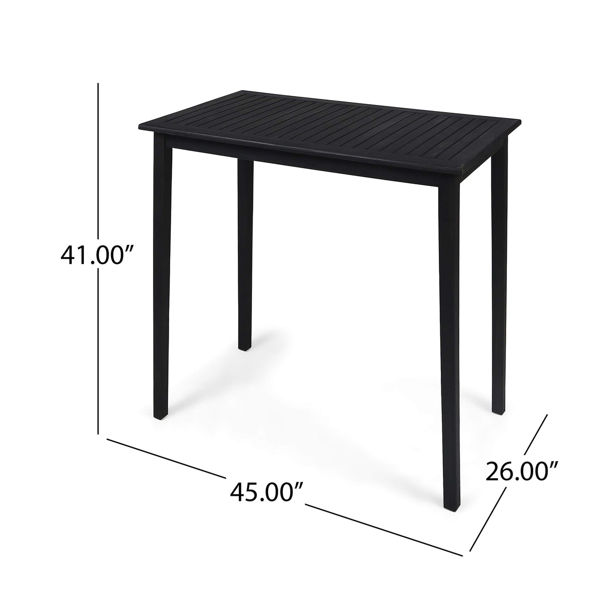 Christopher Knight Home Teresa Outdoor Minimalist Acacia Wood Rectangle Bar Table Dark Gray Christopher Knight Home