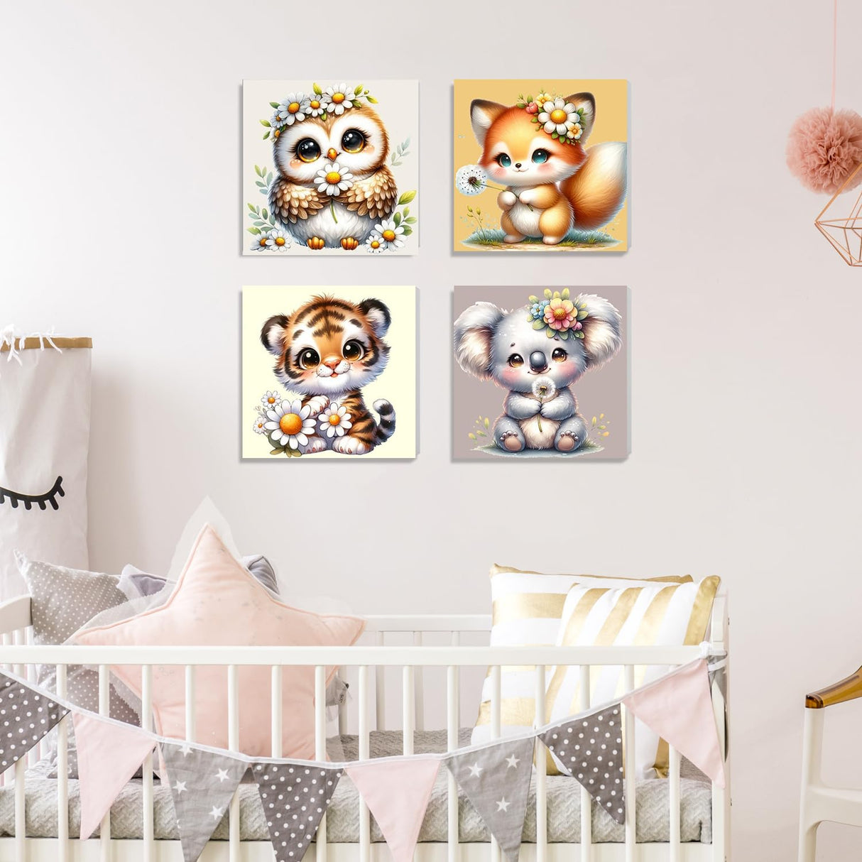 hkejoi 4 Pack Kids Paint by Number Framed - Cartoon Paint by Numbers Kit, Perfect for Gift or Home Wall Decor 8x8inch hkejoi