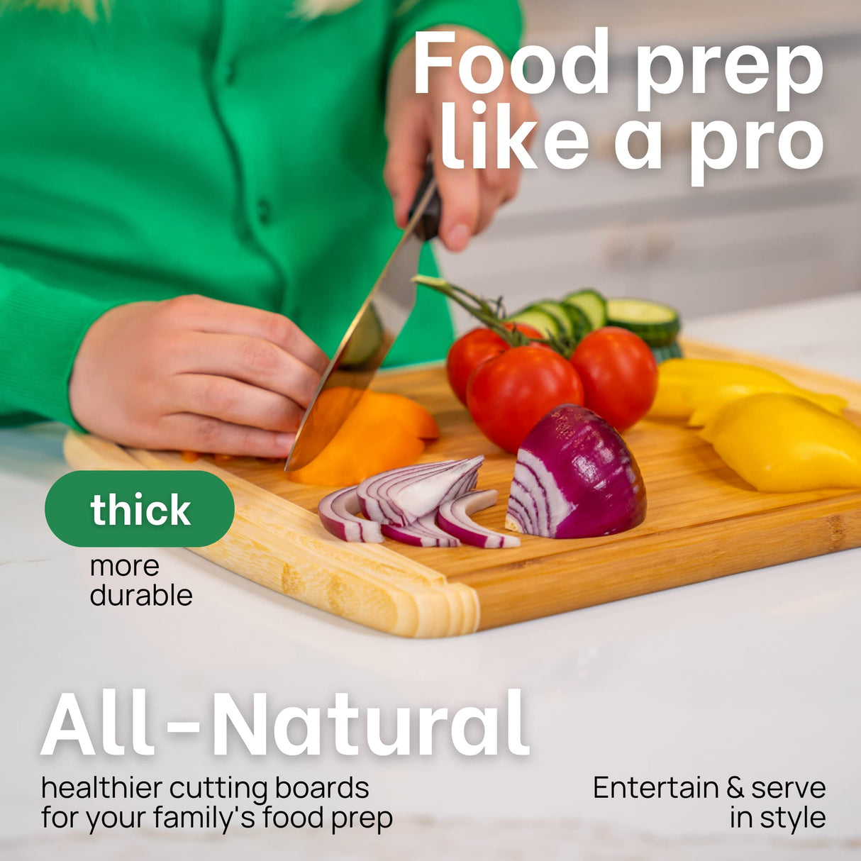 GREENER CHEF 12 Inch Small Bamboo Cutting Board with Lifetime Replacements - Small Wooden Chopping Board for Kitchen, Meat, Vegetables, Cheese, Bread, Charcuterie, and Everyday Food Prep Greener Chef