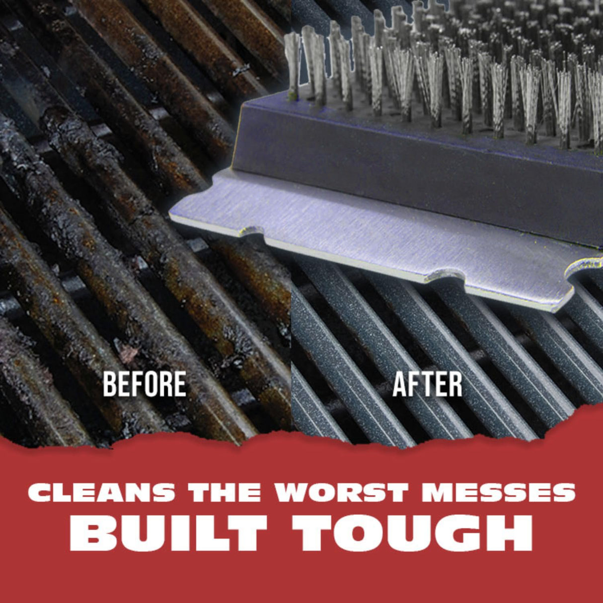 BBQ-Aid Grill Brush and Scraper for Barbecue – Grill Brush for Outdoor Grill with Extended, Large Wooden Handle and Replaceable Stainless Steel Bristles Head –No Scratch- BBQ Grill Brush for Any Grill BBQ-Aid