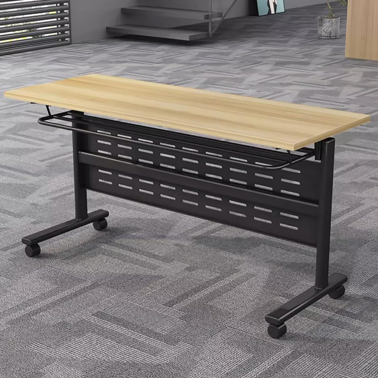 Conference Table Folding Conference Table, Conference Rooms Training Rooms Flip Top Mobile Training Table, Mobile Training Seminar Table with Caster Wheels, Suitable Suitable for Offices, Classrooms HSHBDDM