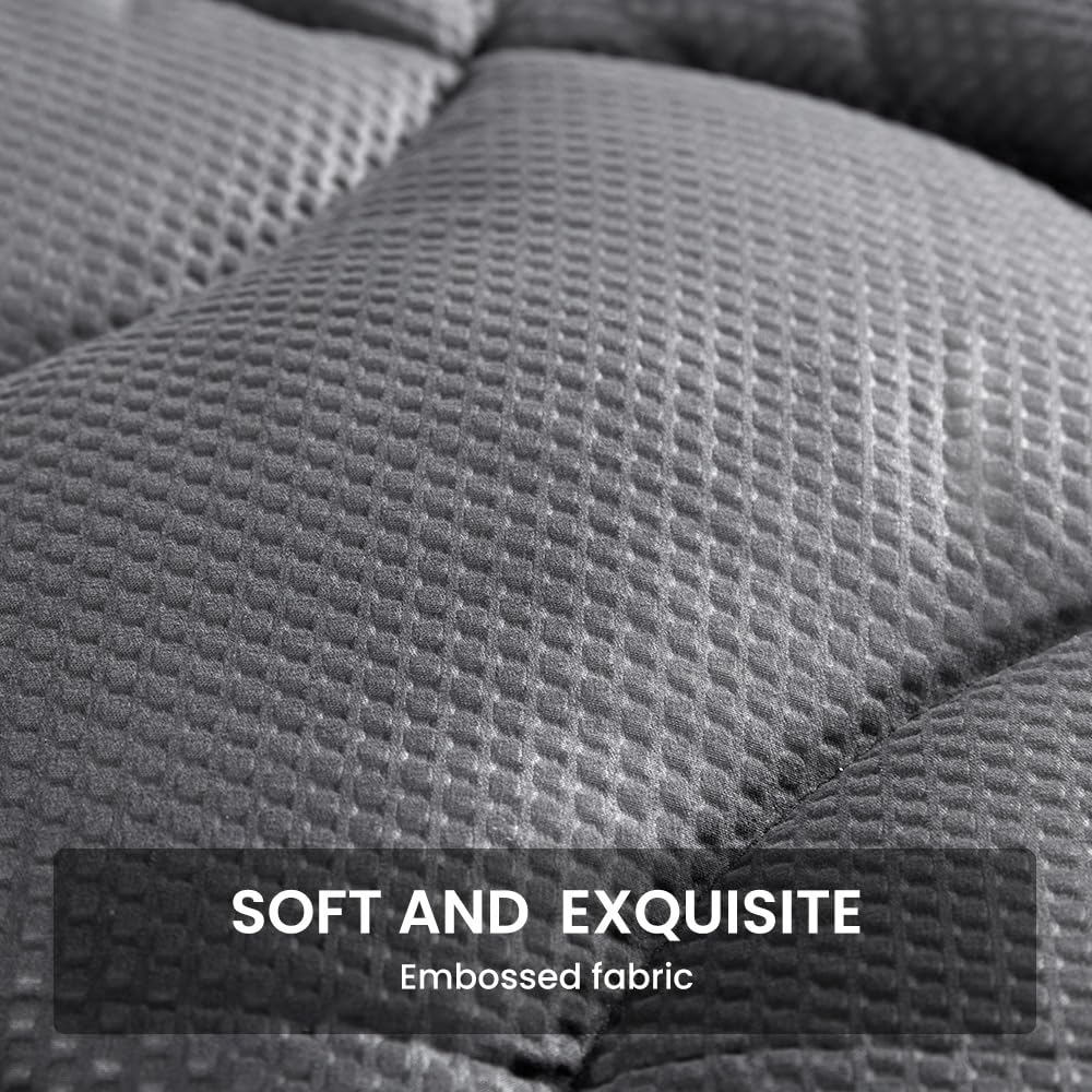 SLEEP ZONE Cooling Queen Mattress Topper, Premium Zoned Cool Mattress Pad Cover, Padded Mattress Protector Breathable Washable, Deep Pocket 8-21" (Grey, Queen) SLEEP ZONE