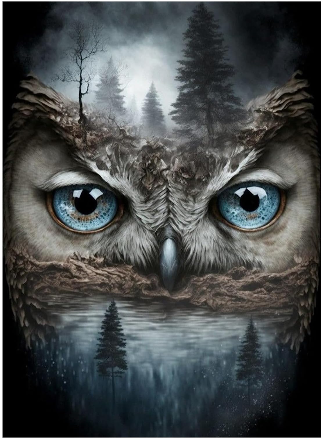 KEUASDV Diamond Painting Kits for Adults Owl Forest DIY 5D Full Drill Diamond Painting Kits for Adults Kids Beginner,for Home Wall Decor, Gem Art 12 x 16 Inches KEUASDV