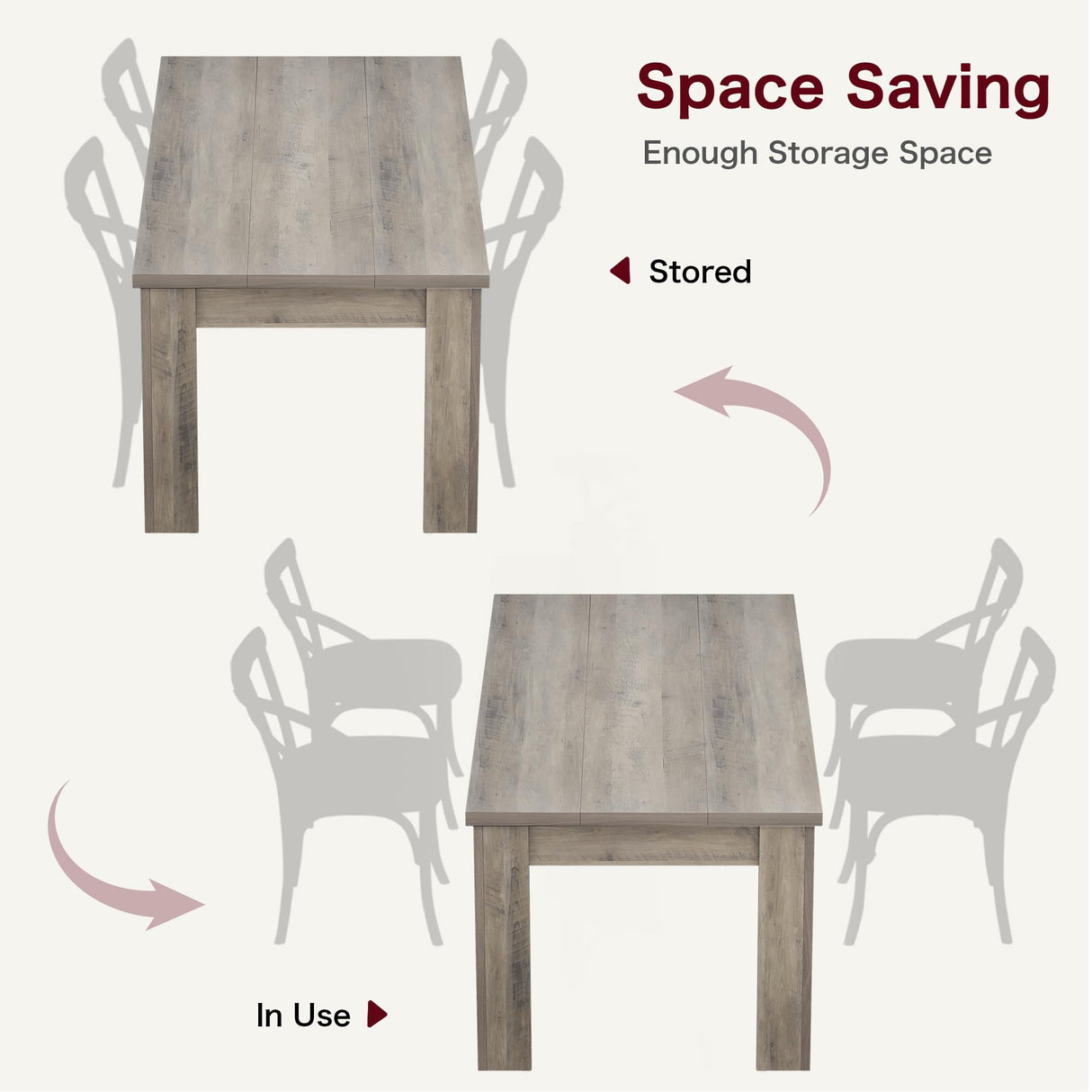 CABIHOME Dining Table for 4-6, Dining Tables, Dining Room Table with 1.18" Thickened Tabletop, Rectangular Large Kitchen Dining Table, Dinner Table for Kitchen, Dining Room, Living Room, Rustic Gray CABIHOME