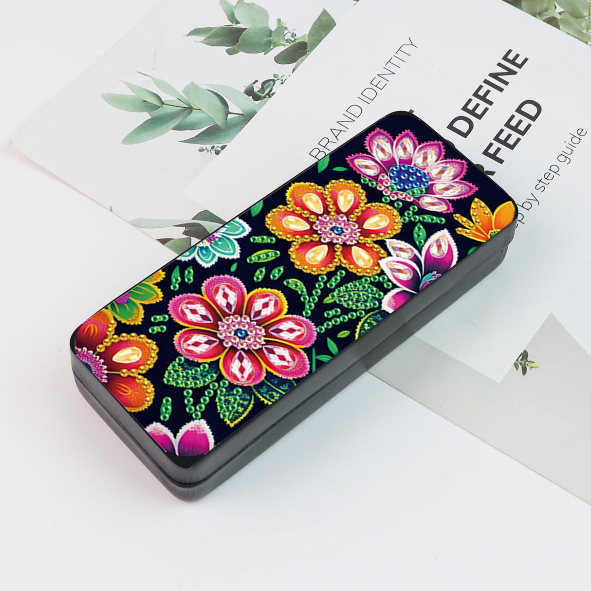 TDFERAN Diamond Painting Sunglasses Case 16x6.5cm Hard Shell Shockproof Sport Glasses Case Eyeglasses Holder Paint by Numbers Kit for Adults Sunglasses Case Reading Hard Glasses Cases Flowers TDFERAN