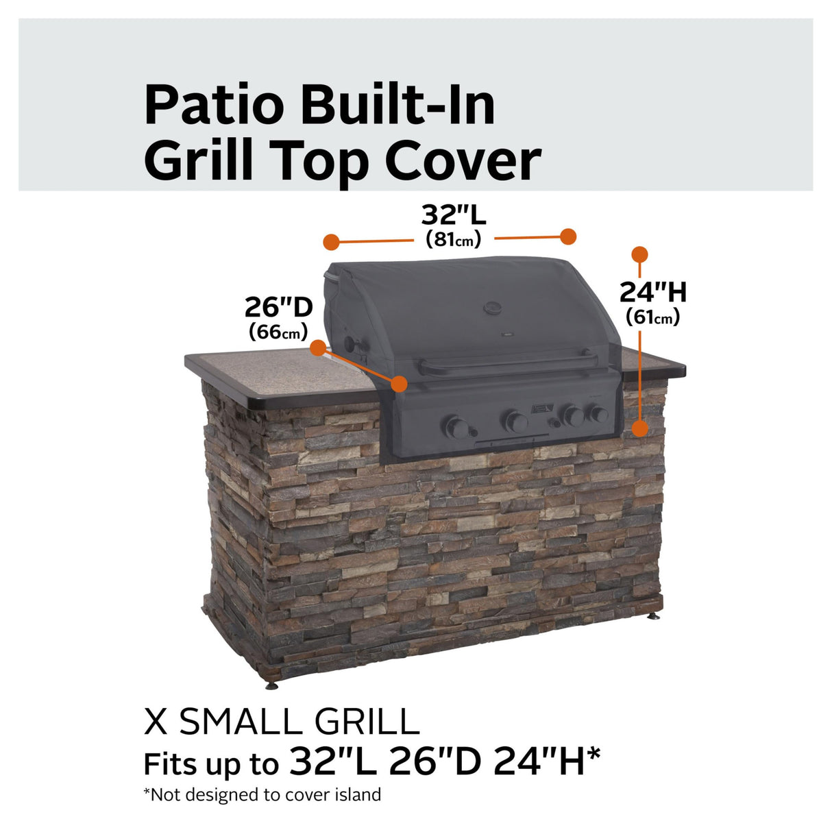 Classic Accessories Ravenna Water-Resistant 32 Inch Built-In BBQ Grill Top Cover, Black, Grill Cover, Grill Cover for Outdoor Grill, BBQ Cover Classic Accessories
