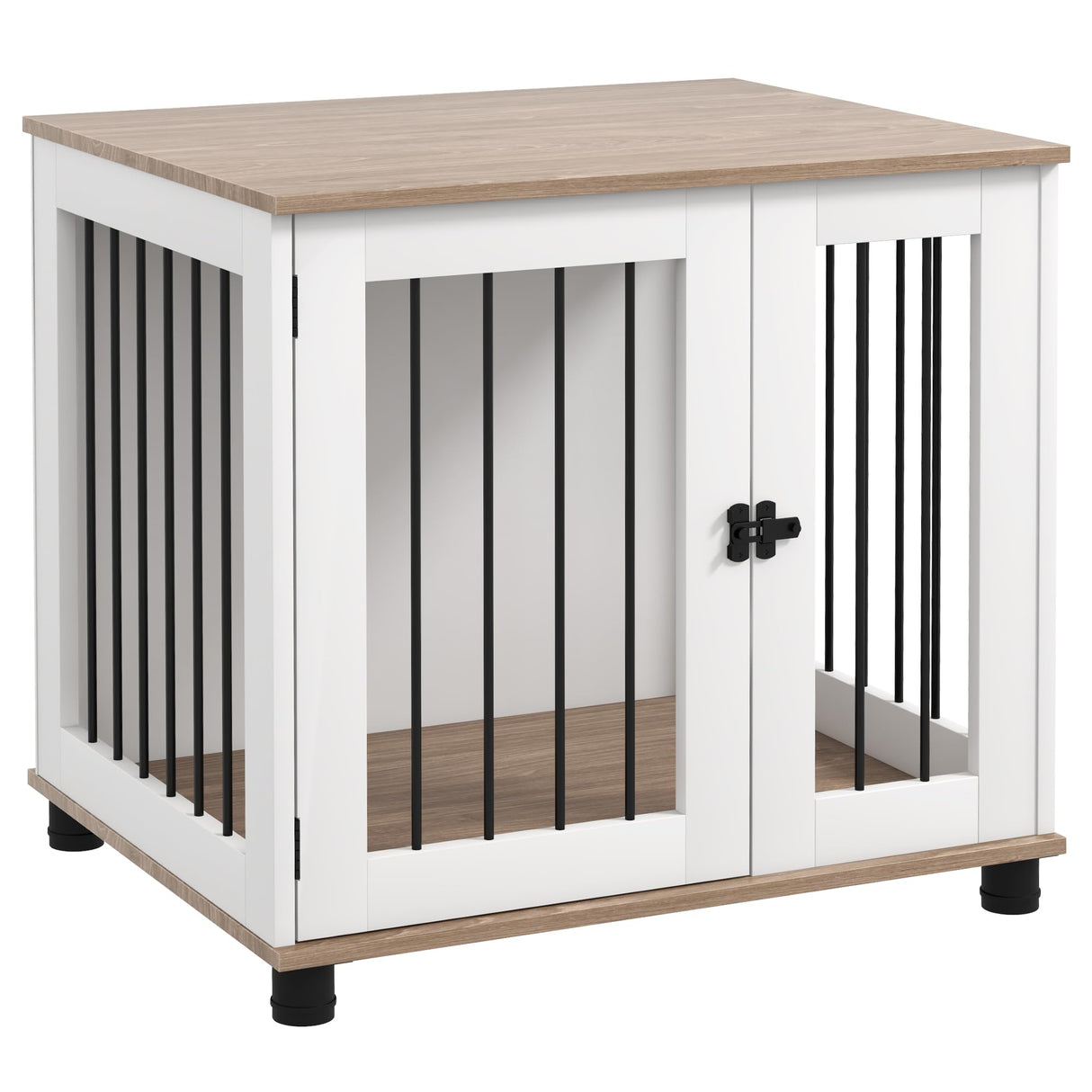 PawHut Dog Crate Furniture, Side Table Indoor Dog Kennel, End Table with Lockable Door for Small and Medium Dogs, Walnut Brown PawHut