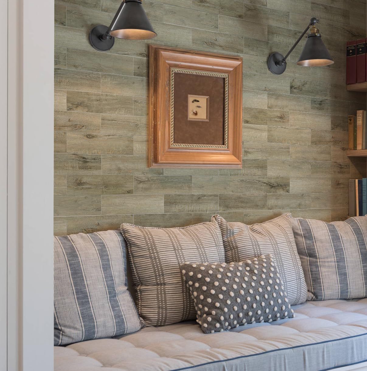 W&S 24 PCS Caesious Grey Peel and Stick Wood Panels for Walls, Stick on Wood Look Tile for RV,Living Room,Accent Wall,Faux Wood Paneling for Kitchen Backsplash,Self Adhesive Wall Planks W&S WOOD & STONE