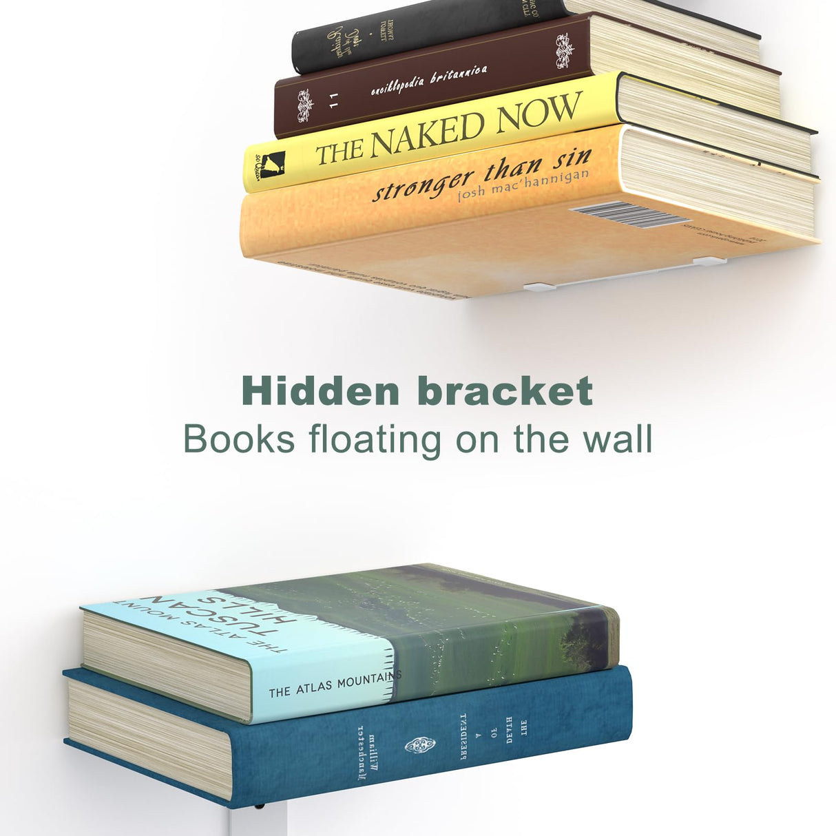 Mefirt Invisible Floating Bookshelves for Wall, 8 Tier Vertical Spine Book Tower, Heavy Duty Floating Book Shelves Metal Book Organizers for Home Office, 4 Pack(White) Mefirt