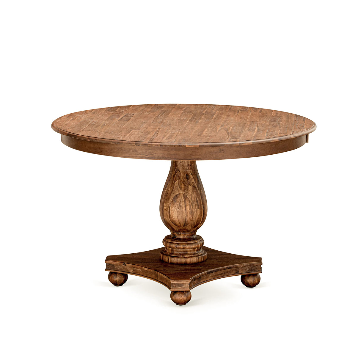 East West Furniture FE2-0N-TP Ferris Modern Dining Table - a Round Kitchen Table Top with Pedestal Base, 48x48 Inch, Sandblasting Antique Walnut East West Furniture