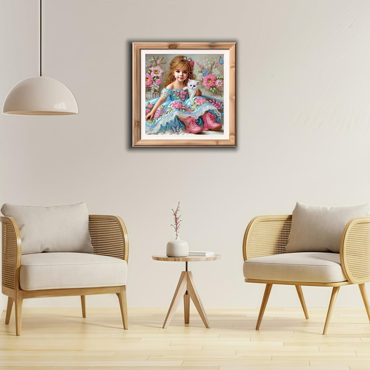 5D Diamond Art Kits for Adults,Cute Little Princess and Her Pet Cat Special Shape Diamond Painting Kits for Beginners, DIY Crystal Paint by Diamonds Dots Gem Art Craft for Home Decor 11.8x11.8 Inch Acelii