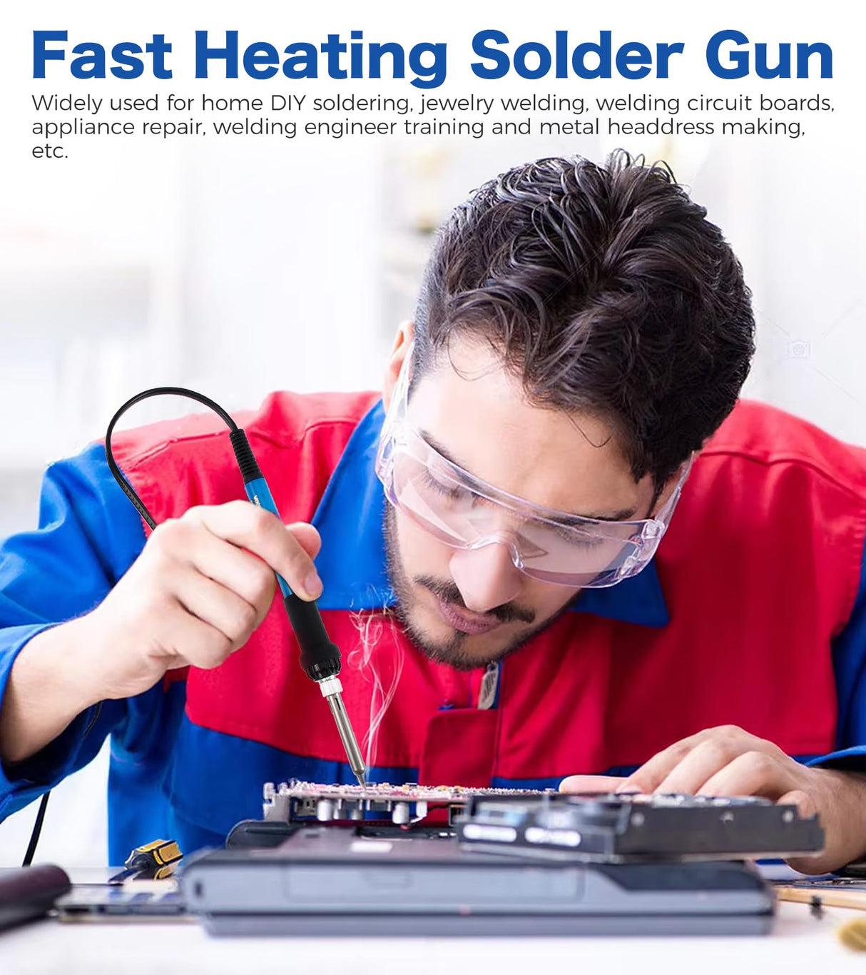 Hicello Soldering Iron Kit, 60W 220V Adjustable Temperature Welding Tool, including 5PCS Replacement Tips, Temperature Adjust Soldering Iron, Desoldering Pump, Tin Wire Tube, Soldering Iron Stand Hicello